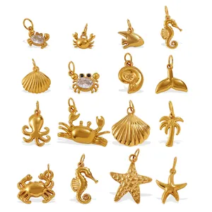 Goldene Ozean-Anhänger-Set mit Seestern- und Muscheldesigns für DIY-Schmuck