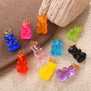 Süße Bunte Gummibärchen Anhänger Harz Pendants Mit Edelstahl Ringen Für DIY Schmuckherstellung Halskette Armband Damen