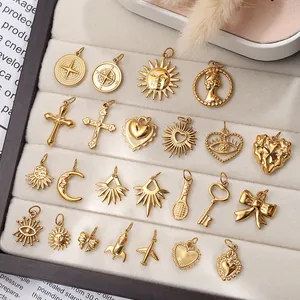 Golden stainless steel celestial sun moon star pendant charms for DIY jewelry making