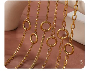 Detail von sechs 18K vergoldeten Kettenstilen mit Federverschlüssen für Schmuck DIY