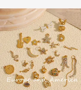 Selection of 18K gold plated charms including stars, hearts and animal shapes for DIY jewelry