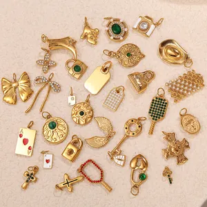 Ciondoli Fai-da-te in Acciaio Inossidabile Con Placcatura in Oro 18K Zirconia Smalto per Creazione Gioielli Ciondoli Moda Vintage Donna Accessori