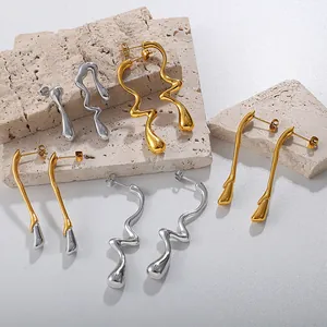Boucles d'Oreilles Clous Goutte d'Eau Irrégulières Pour Femme Plaqué Or 18K Acier Inoxydable 304 Bijoux Minimalistes