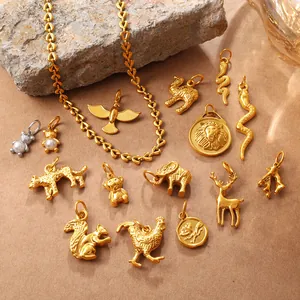 Colgantes de Animales de Acero Inoxidable para Hacer Joyas Bañados en Oro Plata Cabeza de León Serpiente Águila DIY Mujer