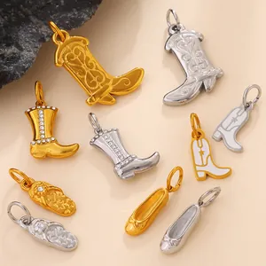 Sparkling crystal encrusted boot and shoe charms for DIY jewelry necklaces in gold and silver