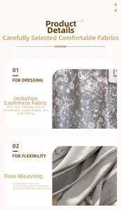 Dettaglio del tessuto grigio simil-cashmere con motivo floreale e trama morbida