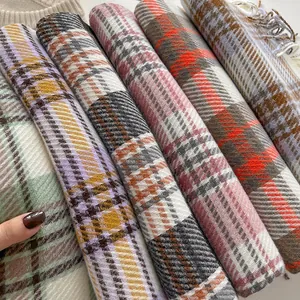 Classic British style checkered scarf set with soft tassels in various autumn colors