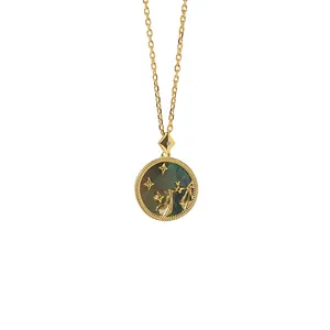 Golden S925 silver Libra constellation necklace with black mother of pearl pendant