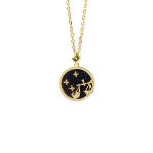 S925 silver Libra constellation necklace with blue mother of pearl in gold plating