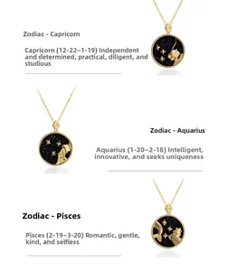 Detailed view of S925 silver zodiac necklaces with blue mother of pearl star patterns