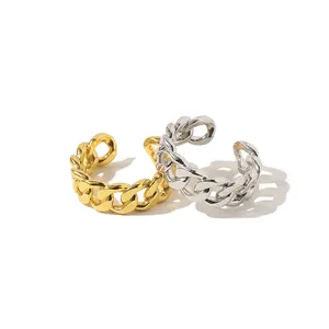 Fashionable gold and silver twisted chain open rings for men and women in vintage style