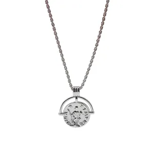 Vintage silver Roman coin pendant necklace with textured relief on a rope chain