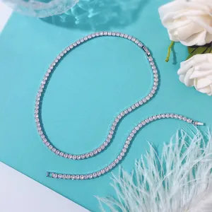 Close-up of 4mm cubic zirconia tennis bracelet with silver square claw setting