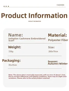 Tabella dettagliata delle taglie e materiali per la pashmina etnica in cashmere