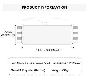 Detailed sizing chart for the lotus vintage shawl with fringe, 185cm by 65cm dimensions