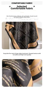 Dettaglio di sciarpa in finto cashmere a righe geometriche con bordi a frange ritorte