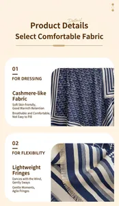 Detail eines weichen Kaschmir-Imitat-Schals mit Buchstaben-Jacquard-Muster und Fransen