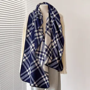 Sciarpa Vintage da Donna a Quadri Finto Cashmere Caldo Scialle Invernale Retro Involucro a Scacchi Ispessito Morbido Gioielli Eleganti