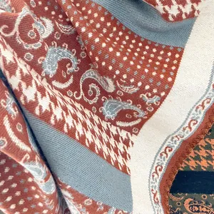 Ethnic style warm pashmina shawl with vintage butterfly and paisley patchwork design