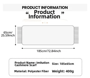 Gedetailleerde maatspecificaties voor de jacquard pashmina sjaal van 185x65cm