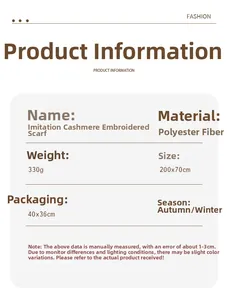 Detailed product information of the floral embroidered pashmina with size 200x70cm specs