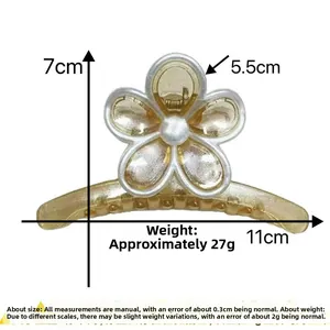 Dettaglio molletta per capelli a fiore perlato da 11 cm con indicazioni sulle misure