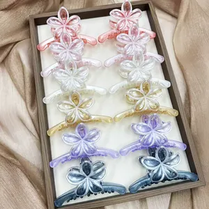Set di 10 mollette per capelli a forma di fiori di frangipane perlati in vari colori