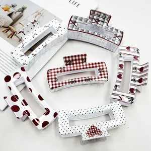 Set di sei eleganti fermagli per capelli con motivi a pois, a quadretti e fiocchi