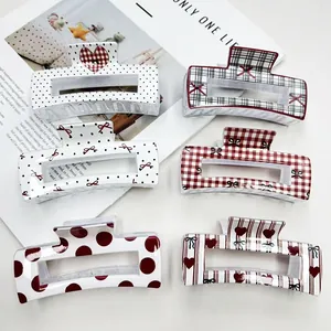 Set di 6 mollette per capelli a pois e quadretti con fiocchi stile vintage