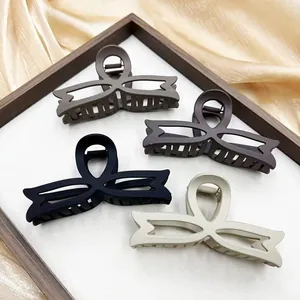 Large Matte Bowknot Hair Claw Clip Hollow Out Shark Clip Elegant Nonslip Hair Clamp For Women Hair Accessories