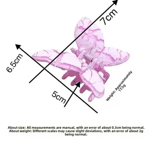 Tabella delle dimensioni della molletta a farfalla marmorizzata viola con lunghezza di 7cm