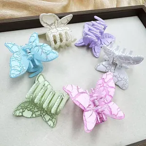 Pinces à cheveux papillon en six couleurs Morandi avec finition marbrée et prise solide