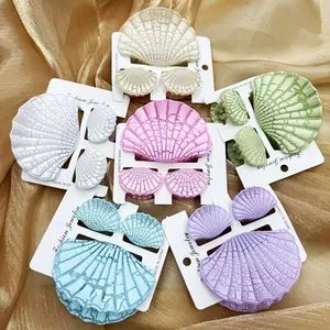 Set di fermagli per capelli a conchiglia con pinza grande e due forcine in sei colori