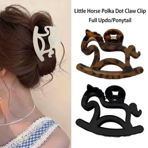 Minimalist pony shaped leopard print hair claw clip for elegant ponytails and updos