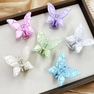 Élégante Pince À Cheveux Papillon Avec Texture Fissurée De Marbre Épingle À Cheveux En Résine Plastique Accessoires Pour Femmes