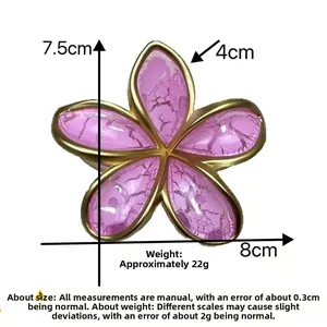 Specifiche dettagliate delle dimensioni della molletta a fiore rosa di 8cm