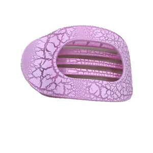 Flat oval hair claw clip with light purple cracked texture and strong grip teeth