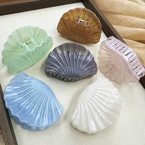Elegant shell hair claws in six glossy colors for summer beach vacation hair styling