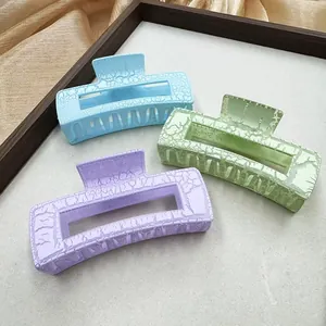 Lot de trois grandes pinces à cheveux rectangulaires texturées aux tons pastel Morandi