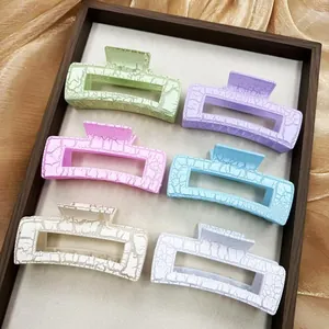 Lot de 6 grandes pinces à cheveux rectangulaires à texture marbrée en couleurs pastel