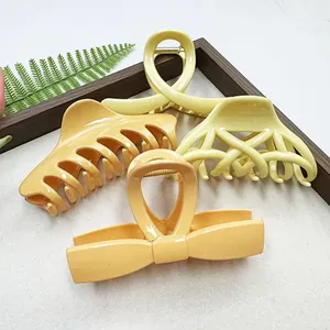 Women Large Hollow Out Hair Claw Clips Solid Color Resin Shark Clips Bow Knot Geometric Hair Accessory For Thick Hair