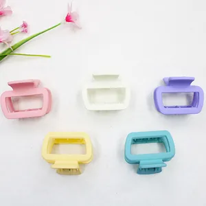Vijf vierkante haarklemmen in pastelkleuren met matte afwerking voor dames en meisjes