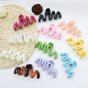 Fermaglio per Capelli a Pinza con Design a Onde di Moda Minimalista in Resina Grande Clip a Squalo Accessorio per Capelli Donna