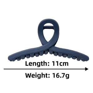 Deep greyish blue matte hair claw clip measuring 11cm length and 16.7g weight