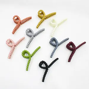 Fashion Matte Large Hair Claw Clips For Women Candy Color Bead Bubble Hair Grabs Cross Hair Clips Non-Slip Hair Accessories