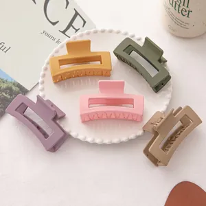 Pinces à cheveux carrées en acrylique mat, 5 couleurs Morandi pour coiffures femmes