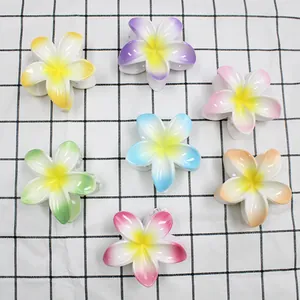 Set di 7 pinze per capelli a forma di fiori di frangipane colorati con sfumature