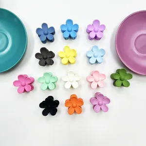 3.5cm colorful macaron flower hair claws with matte finish for women and girls