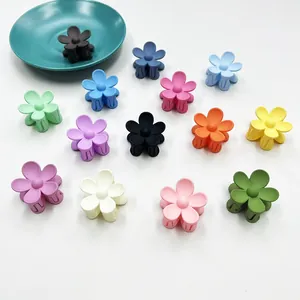 Women Girls Small Macaron Color Flower Hair Claw Clip Matte Plastic Resin Sweet Korean Style Daily Hair Accessories