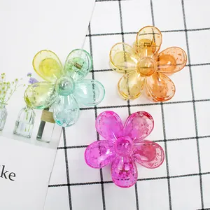Pinza per Capelli a Forma di Fiore Sfumato Trasparente per Donna Elegante Molletta in Resina a Cinque Petali Accessori per Ragazze